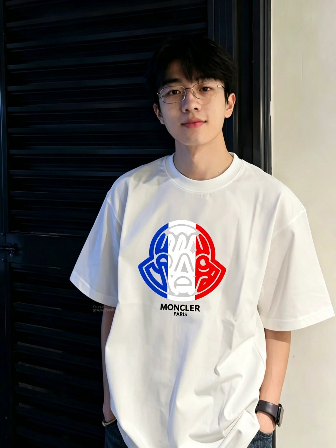 몽클 블루레드로고 반팔 908371