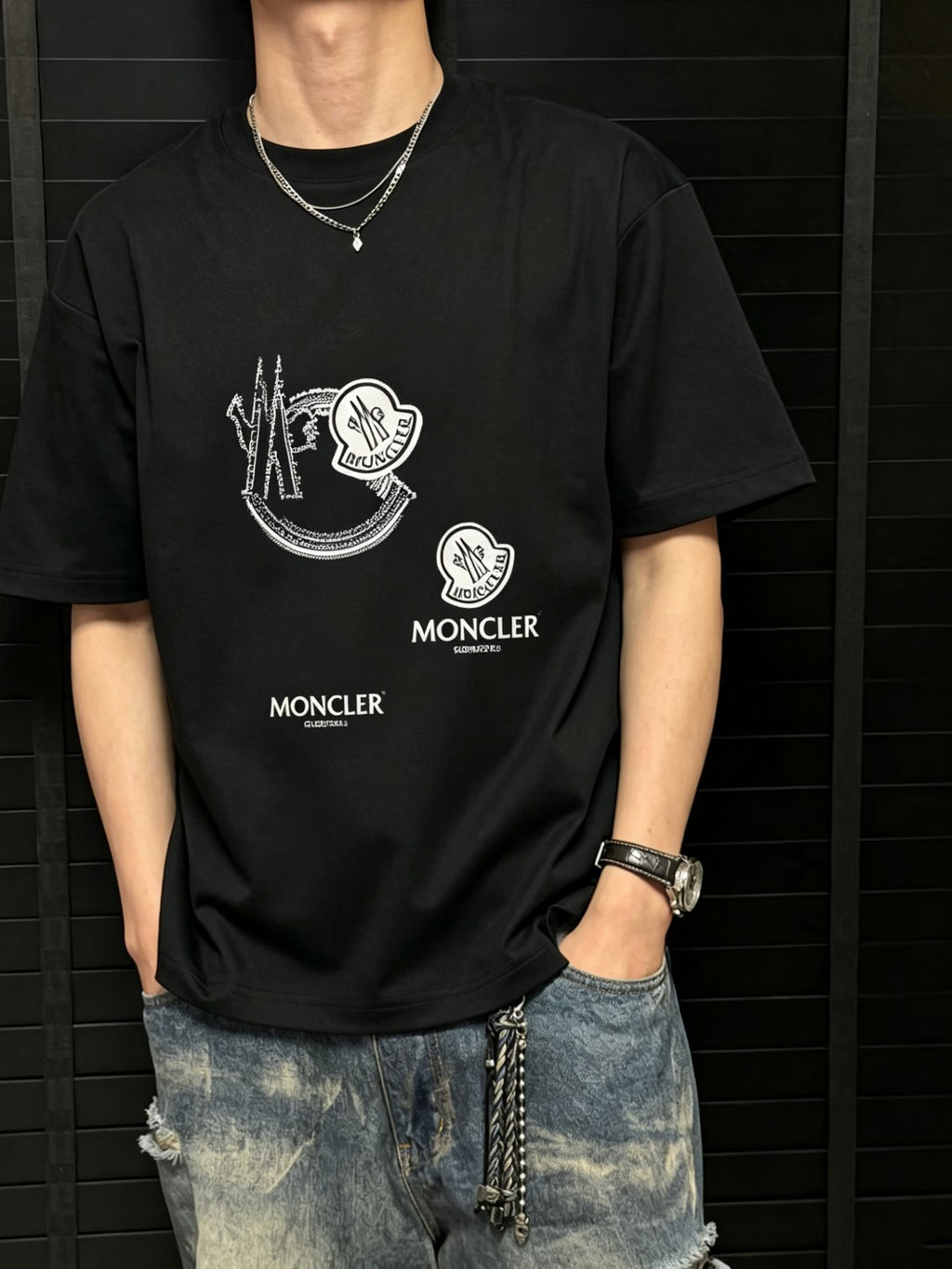 몽클 쓰리로고 반팔 908366