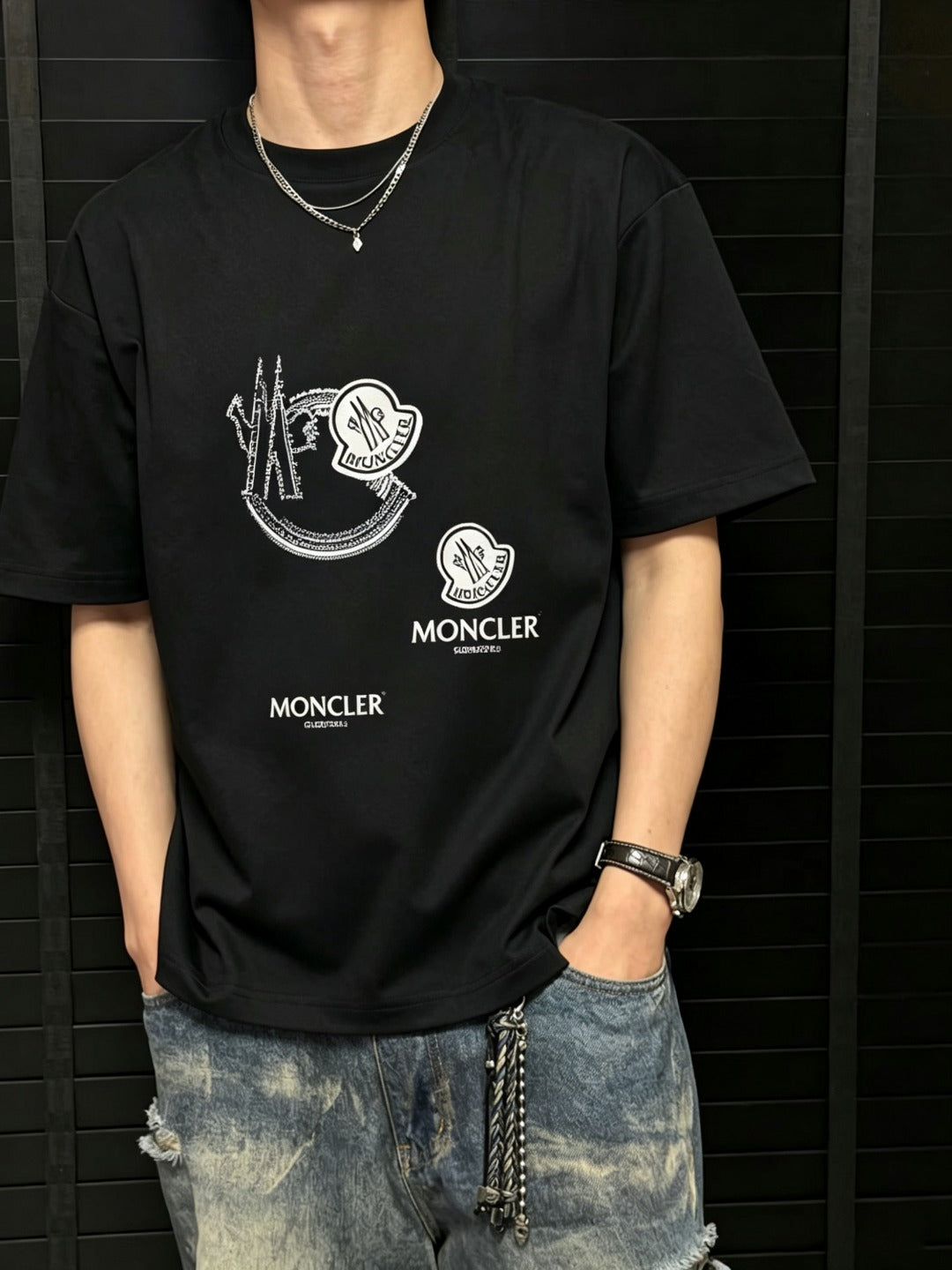 몽클 쓰리로고 반팔 908366