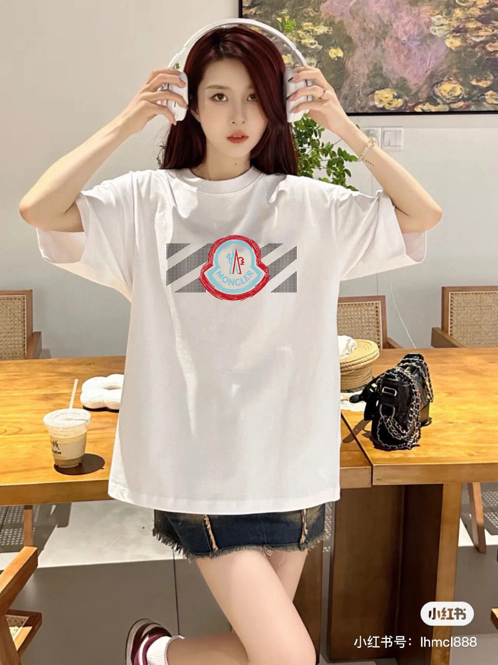 몽클 화이트블랙 반팔 902388